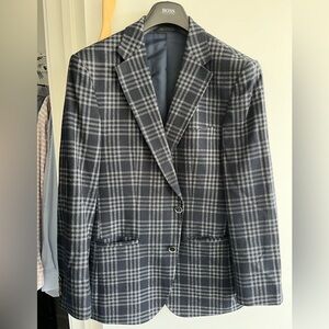 Boss Gray Jacket with Classic Plaid Design, US 38 , IT 48, made in Turkey